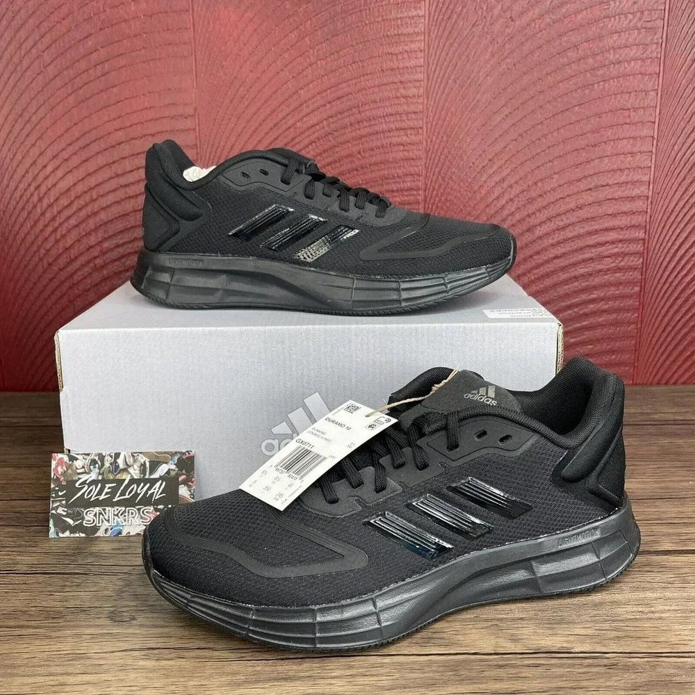 Adidas Duramo 10 GX0711 Running Shoes Black & Iron‎ Metallic Womens Sz 8 NEW